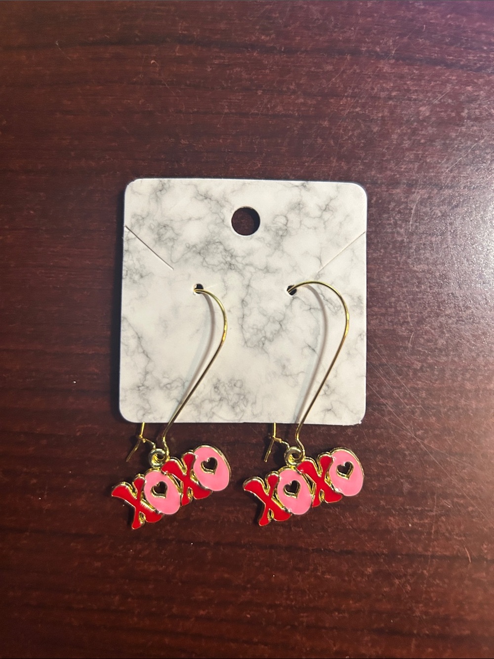 XOXO Pink & Red Heart Dangle Earrings